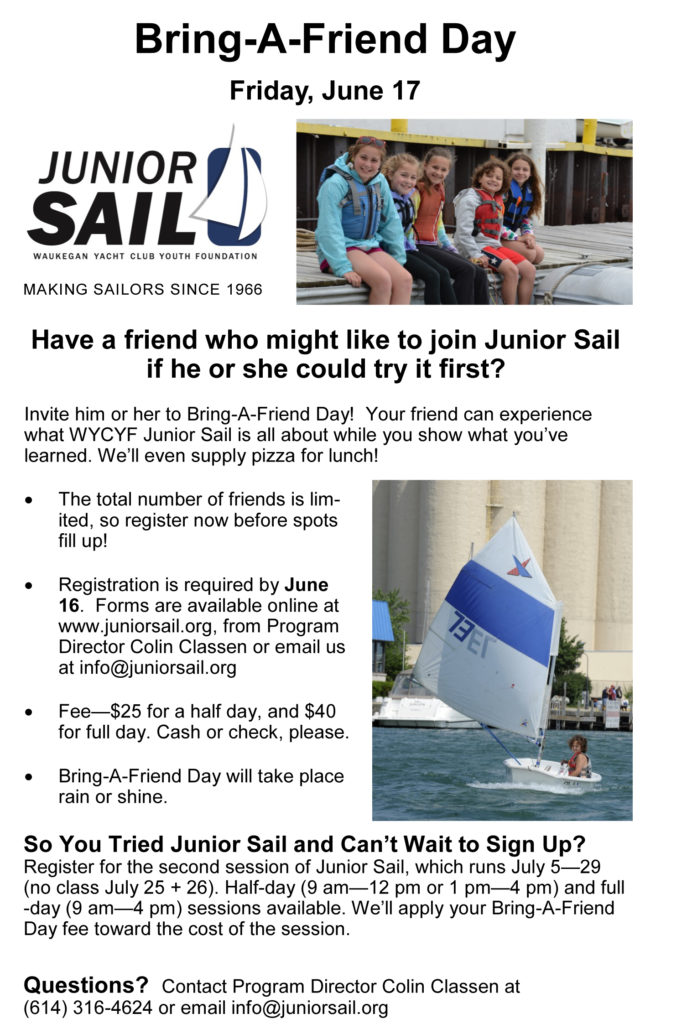 This is an opportunity to try WYCYF Junior Sail with your friends